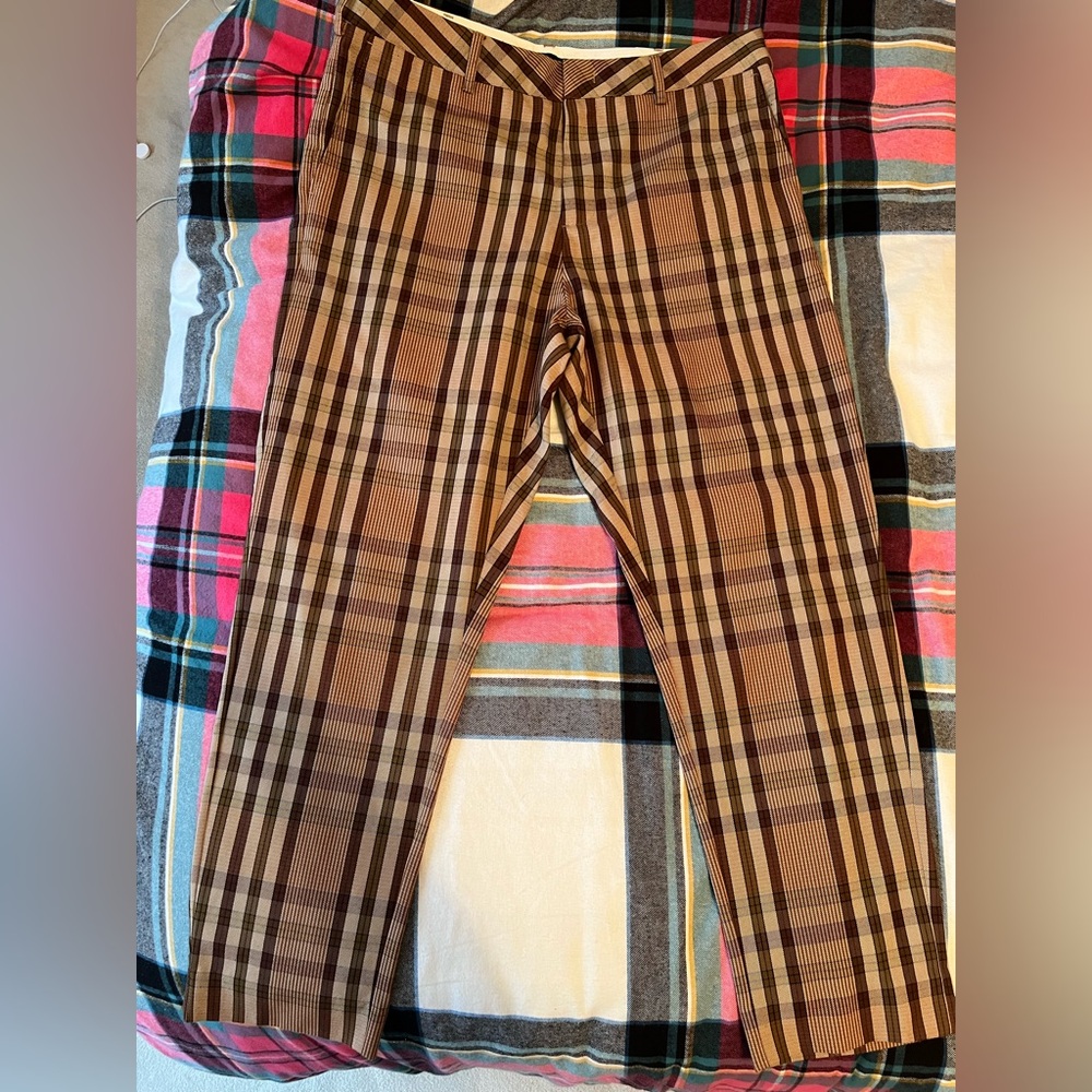 Scotch & Soda Men's Plaid Brown Trousers NWOT 32X32